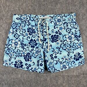Parke & Ronen Swim Trunk Shorts Men's 32 x 4.5 Floral Hawaiian Blue Drawstring